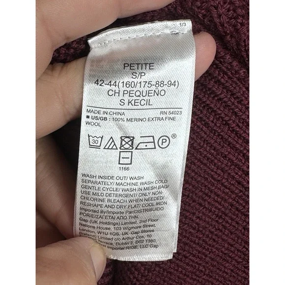 NEW Banana Republic 100% Merino Wool Crew Neck Petite SMALL PS Burgundy Womens - Picture 8 of 8